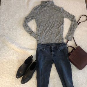 J Crew Mock Neck Top - heather grey